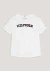 Tommy Hilfiger Girls Monotype Tartan Logo Tee, White