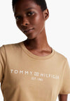 Tommy Hilfiger Womens Logo T-Shirt, Beige
