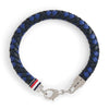 Tommy Hilfiger Mens Leather Braided Bracelet, Black and Blue