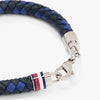 Tommy Hilfiger Mens Leather Braided Bracelet, Black and Blue