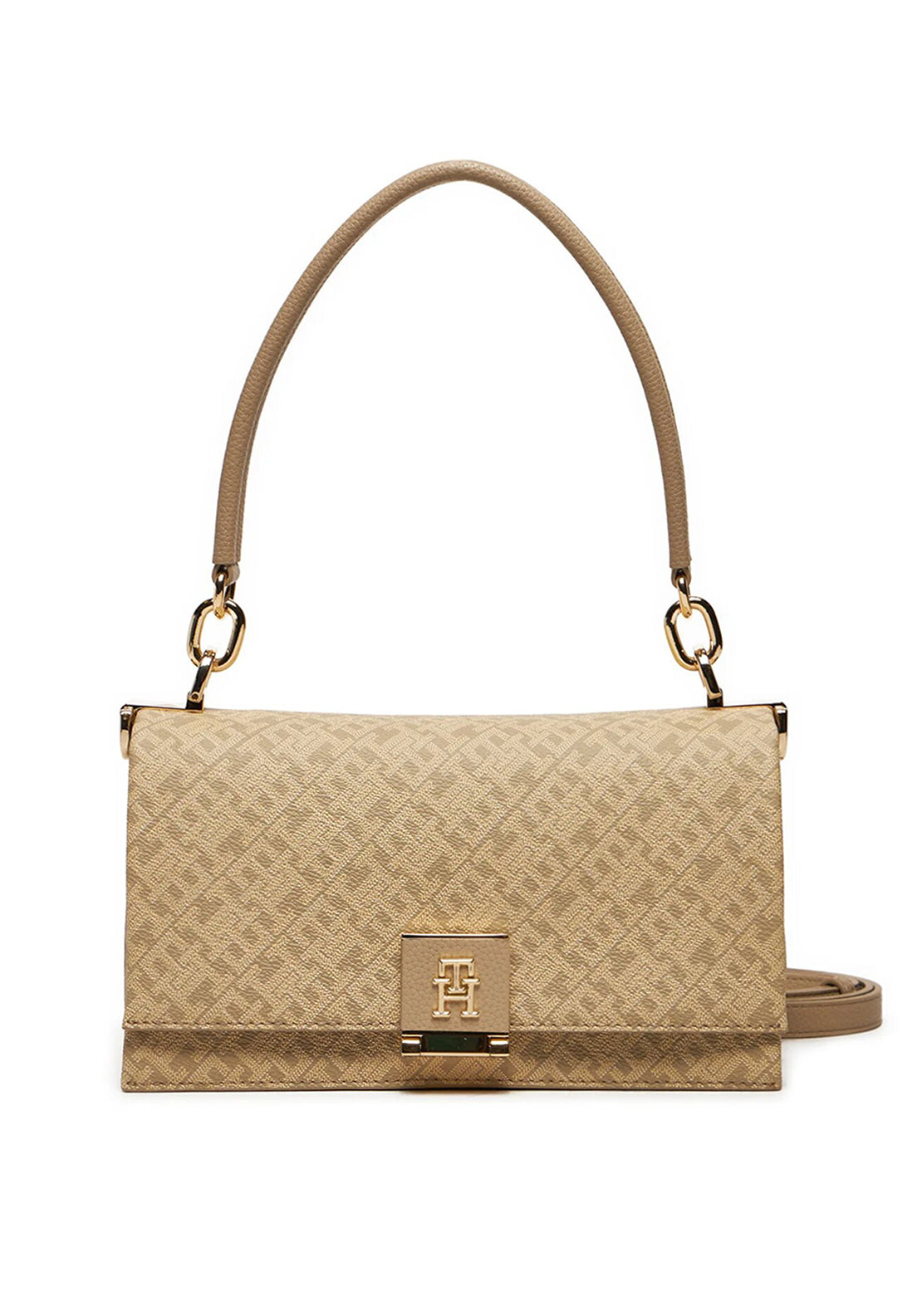 Tommy Hilfiger Logo Monogram Flapover Crossbody Bags, Neutral McElhinneys