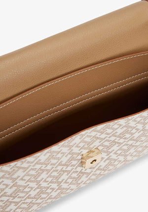 Tommy Hilfiger Monogram Crossbody Bag, White and Tan