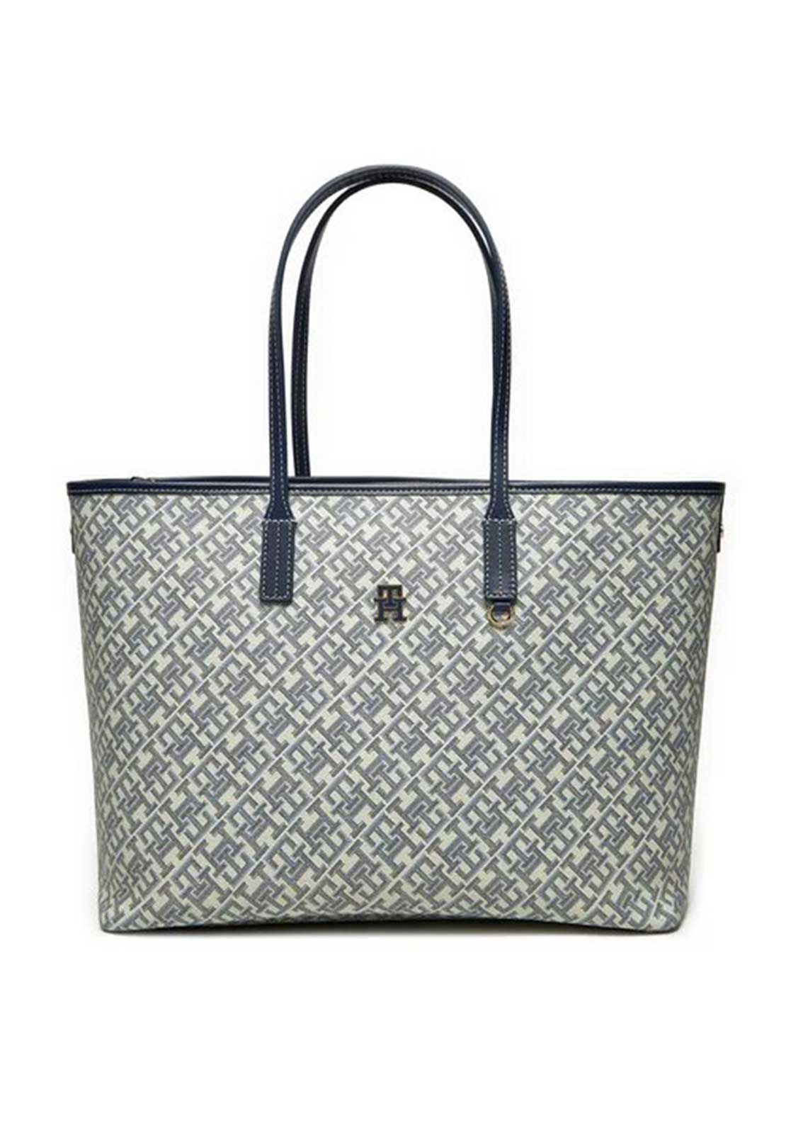 Tommy Hilfiger Monogram Tote Bag, White and Navy