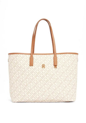 Tommy Hilfiger Monogram Tote Bag, White and Tan