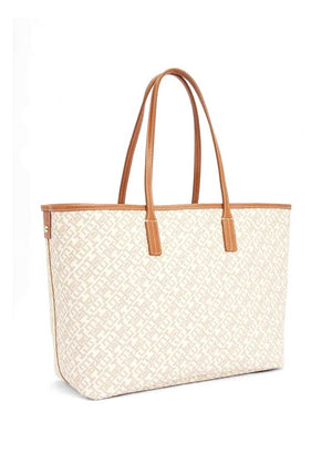 Tommy Hilfiger Monogram Tote Bag, White and Tan