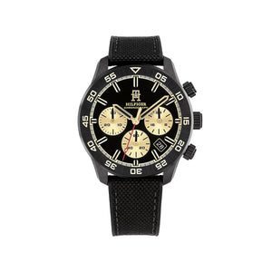 Tommy Hilfiger Mens Monogram Chronograph Watch, Gold and Black
