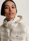 Tommy Hilfiger Womens Padded Global Stripe Quilted Coat, Classic Beige