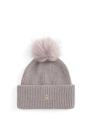 Tommy Hilfiger Elevated Chic Bobble Beanie, Grey