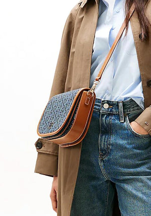 Tommy Hilfiger Monogram Saddle Crossbody Bag, Navy