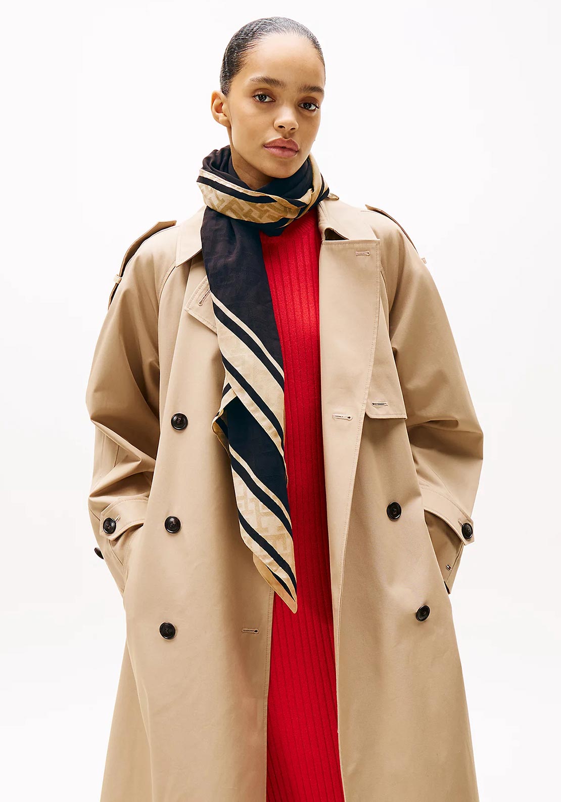 Tommy Hilfiger Chic Silk Blend Scarf, Navy