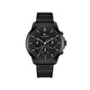 Tommy Hilfiger Mens Skeleton Dial Sub-Counter Watch, Black and Silver