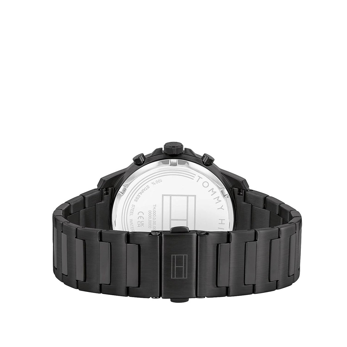 Tommy Hilfiger Mens Skeleton Dial Sub-Counter Watch, Black and Silver