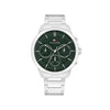 Tommy Hilfiger Mens Skeleton Dial Sub-Counter Watch, Silver and Green