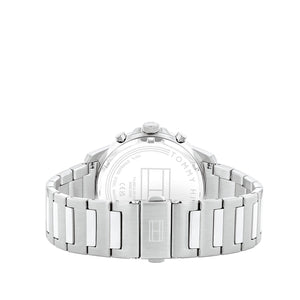 Tommy Hilfiger Mens Skeleton Dial Sub-Counter Watch, Silver and Green