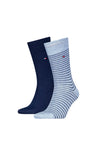 Tommy Hilfiger 2 Pack Stripe Socks, Light Blue Melange