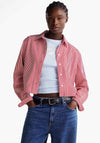 Tommy Hilfiger Striped Cropped Poplin Shirt, Red and White