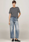 Tommy Hilfiger Button Detail Striped T Shirt, Navy