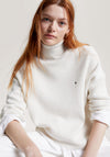 Tommy Hilfiger Womens Funnel Neck Knit Sweater, Ancient White