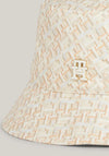 Tommy Hilfiger TH Monogram Plaque Bucket Hat, Beige Multi