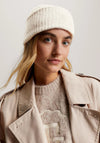 Tommy Hilfiger Monogram Plaque Beanie, Natural