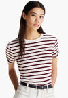 Tommy Hilfiger Womens Slim Cody Stripe T-Shirt, Beige