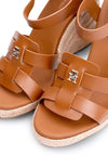 Tommy Hilfiger Womens Leather Cage Espadrille Sandals, Cognac Brown