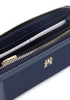 Tommy Hilfiger Essentials Monogram Large Zip Around Wallet, Navy