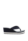 Tommy Hilfiger Womens Striped Wedge Beach Sandals, Navy