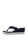 Tommy Hilfiger Womens Striped Wedge Beach Sandals, Navy