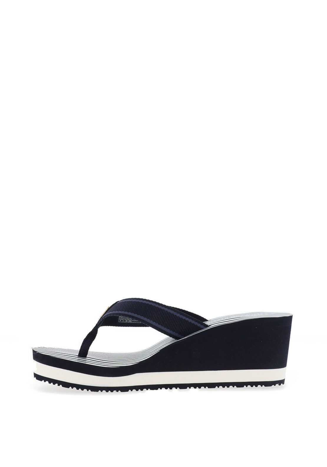 Tommy Hilfiger Womens Striped Wedge Beach Sandals, Navy