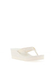 Tommy Hilfiger Womens Striped Wedge Beach Sandals, Ivory