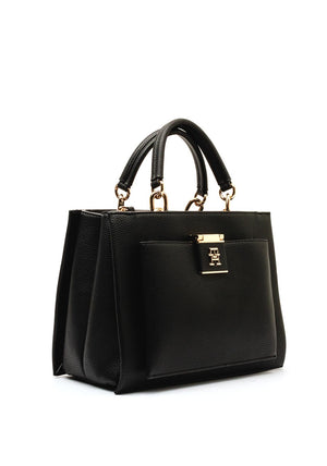 Tommy Hilfiger Logo Monogram Mini Tote Bag, Black