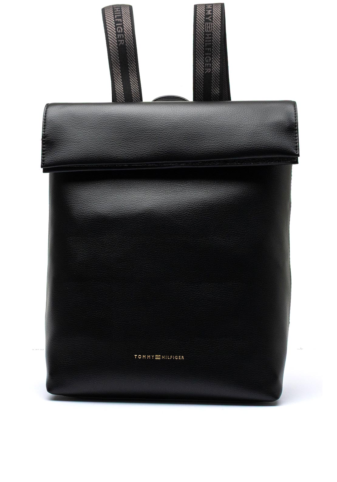 Tommy Hilfiger Logo Tape Fold Over Backpack, Black