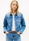 Tommy Hilfiger Flag Embroidery Slim Denim Jacket, Blue