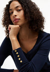 Tommy Hilfiger Gold Button Detail Jumper, Navy