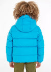 Tommy Hilfiger Boy Essential Padded Jacket With Hood, Cerulean Aqua