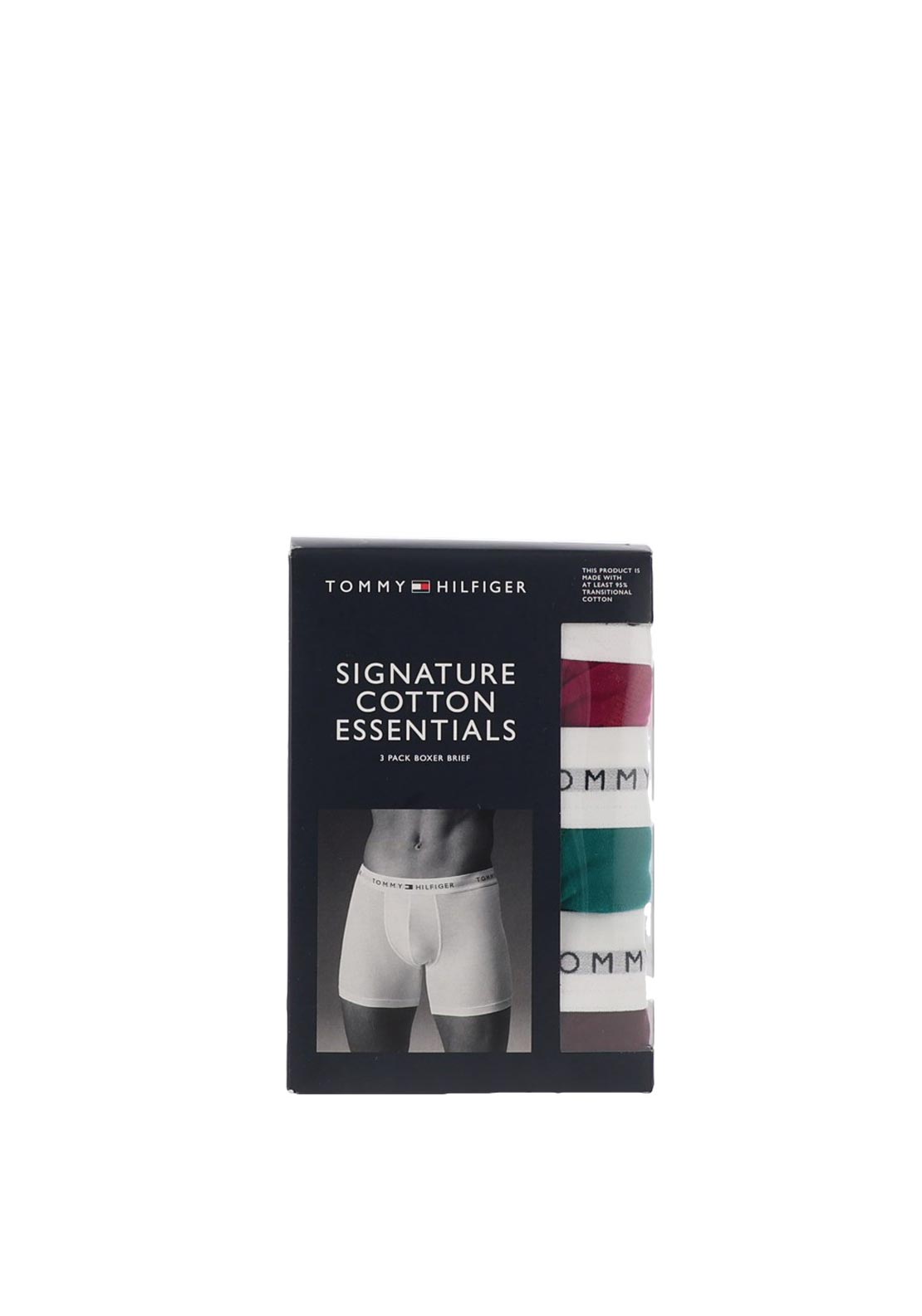 Tommy Hilfiger 3 Pack Essential Logo Waistband Trunks, Italian Wine Multi