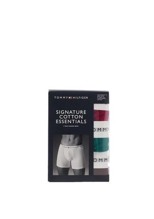Tommy Hilfiger 3 Pack Essential Logo Waistband Trunks, Italian Wine Multi
