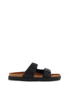 Tommy Hilfiger Pin Buckle Cork Midsole Leather Sandals, Black