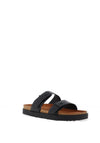 Tommy Hilfiger Pin Buckle Cork Midsole Leather Sandals, Black