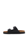 Tommy Hilfiger Pin Buckle Cork Midsole Leather Sandals, Black