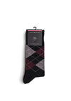Tommy Hilfiger 2 Pack Classic Argyle Socks, Black & Burgundy