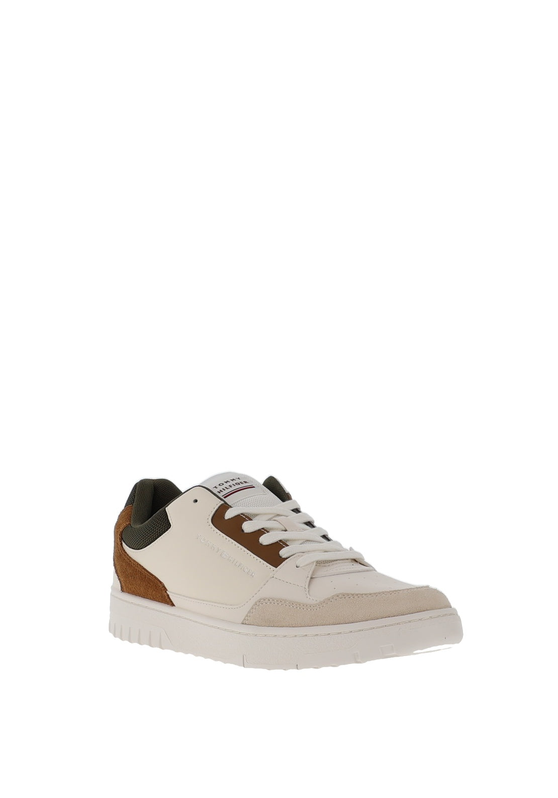 Tommy Hilfiger Mens Mixed Texture Cupsole Basketball Trainers, Ancient White