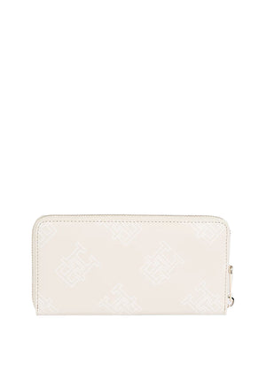 Tommy Hilfiger Monogram Large Zip Around Wallet, Cream
