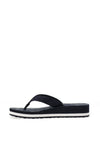 Tommy Hilfiger Womens Chain Print Mid Wedge Flip Flops, Navy