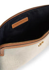 Tommy Hilfiger Logo Leather Trim Canvas Pouch, Cream