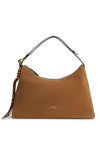 Tommy Hilfiger Metal Logo Suede Medium Shoulder Bag, Tan