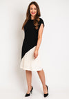 Tommy Hilfiger Womens Colour Block Knee Length Dress, Black & Cream