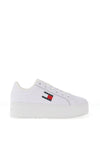 Tommy Jeans Womens Leather Essential Platform Trainers, White