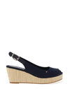 Tommy Hilfiger Womens Iconic Sling Back Wedge Sandals, Space Blue
